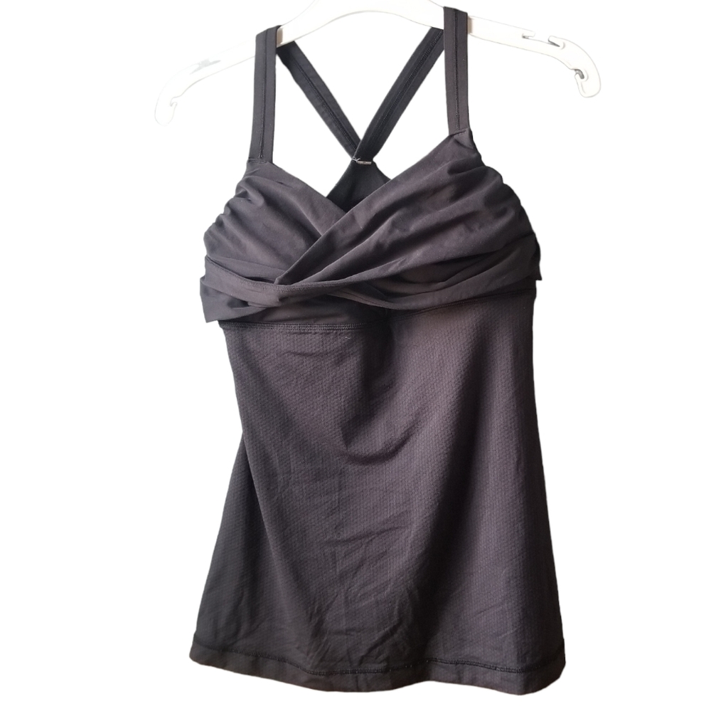 Lululemon black tank top with ruched bodice